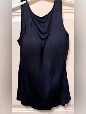 Black Tank Top with Adjustable Spaghetti Straps and Built In Bra Size L NWOT